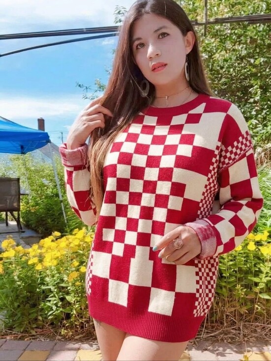 The Unbranded Brand Sweaters - New Style! Stylish Checkered Pullover Knit Sweater